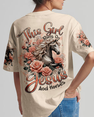 This Girl Runs On Jesus And Horses Women's All Over Print Shirt - Typq2811252