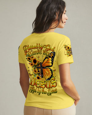 Blessed By God Butterfly Sunflowers Women's All Over Print Shirt - Tyqy0509253