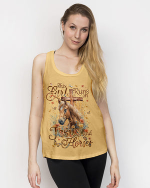 This Girl Runs On Jesus And Horses Women's All Over Print Shirt - Tyqy1609241
