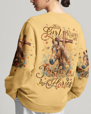 This Girl Runs On Jesus And Horses Women's All Over Print Shirt - Tyqy1609241