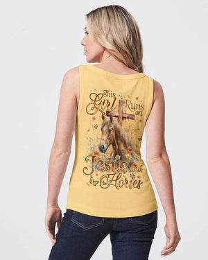 This Girl Runs On Jesus And Horses Women's All Over Print Shirt - Tyqy1609241