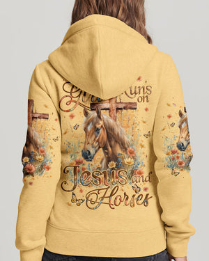 This Girl Runs On Jesus And Horses Women's All Over Print Shirt - Tyqy1609241
