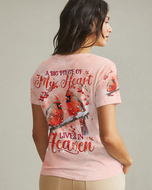 A Big Piece Of My Heart Lives In Heaven Red Cardinal Women's All Over Print Shirt - Tyqy1610241