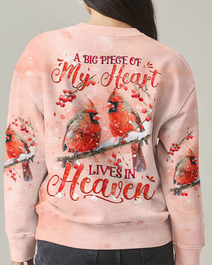 A Big Piece Of My Heart Lives In Heaven Red Cardinal Women's All Over Print Shirt - Tyqy1610241