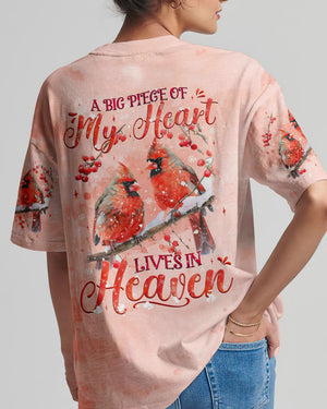 A Big Piece Of My Heart Lives In Heaven Red Cardinal Women's All Over Print Shirt - Tyqy1610241