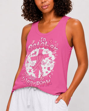 In October We Wear Pink Breast Cancer Awareness Women's All Over Print Shirt - Tyqy2007263