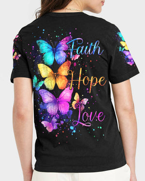 Faith Hope Love Butterflies Women's All Over Print Shirt - Tyqy2201251