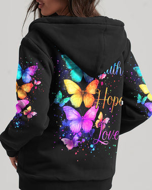 Faith Hope Love Butterflies Women's All Over Print Shirt - Tyqy2201251