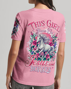 This Girl Runs On Jesus And Horses Women's All Over Print Shirt - Tyqy2203251