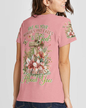 Give All Your Worries And Cares To God Women's All Over Print Shirt - Tyqy2703242
