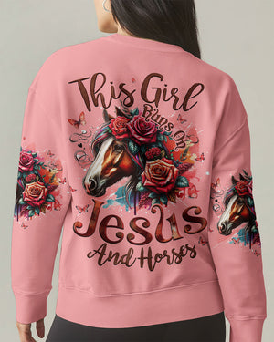 This Girl Runs On Jesus And Horses Women's All Over Print Shirt - Tyqy3103253