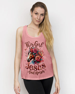 This Girl Runs On Jesus And Horses Women's All Over Print Shirt - Tyqy3103253