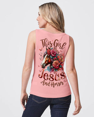 This Girl Runs On Jesus And Horses Women's All Over Print Shirt - Tyqy3103253