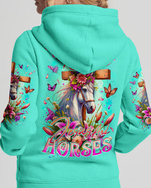Runs On Jesus And Horses Women's All Over Print Shirt - Tytd0912232