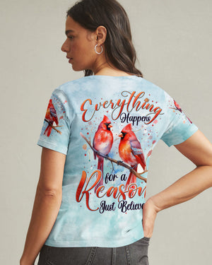 Just Believe Red Cardinal Women's All Over Print Shirt - Tytd1410242