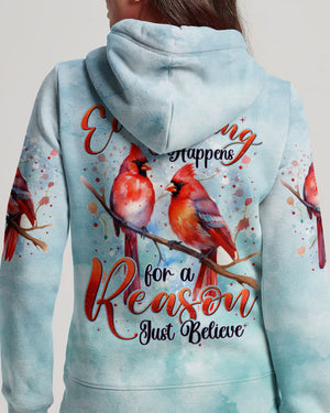 Just Believe Red Cardinal Women's All Over Print Shirt - Tytd1410242