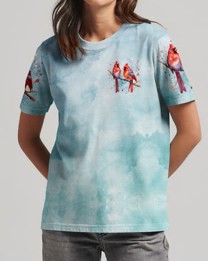 Just Believe Red Cardinal Women's All Over Print Shirt - Tytd1410242