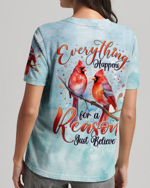 Just Believe Red Cardinal Women's All Over Print Shirt - Tytd1410242