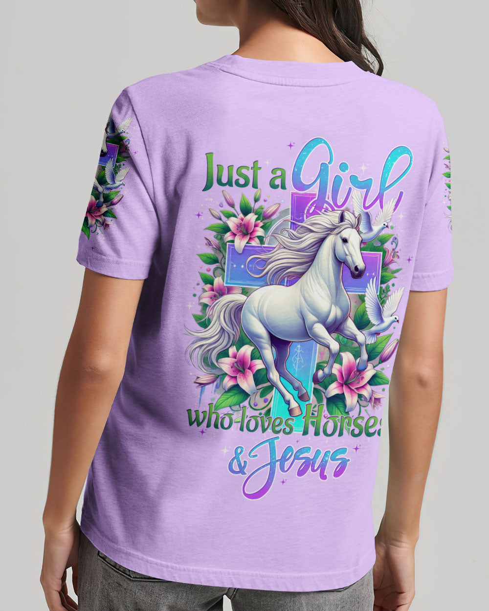 Just A Girl Who Loves Horses And Jesus Women's All Over Print Shirt - Tytd2103251