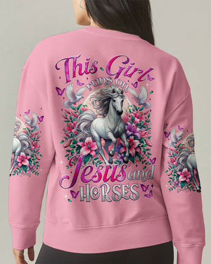 This Girl Runs On Jesus And Horses Women's All Over Print Shirt - Tytm1903251