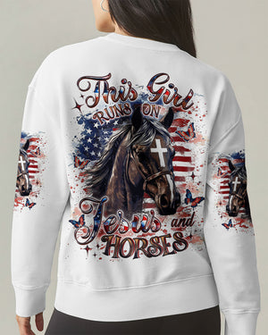 Runs On Jesus And Horses Women's All Over Print Shirt - Yhdu0107253