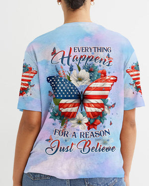 Just Believe Butterfly Flag Women's All Over Print Shirt - Yhdu0408232