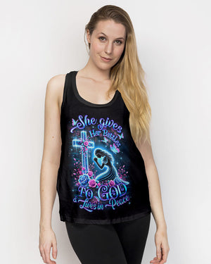 She Gives Her Battles To God Women's All Over Print Shirt - Yhdu1601252