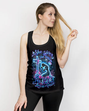 She Gives Her Battles To God Women's All Over Print Shirt - Yhdu1601252