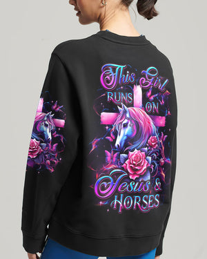Runs On Jesus And Horses Women's All Over Print Shirt - Yhdu2211243