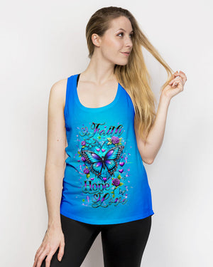 Faith Hope Love Butterfly Women's All Over Print Shirt - Yhhg1303253