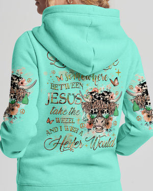 Living Life Somewhere Between Jesus Cow Women's All Over Print Shirt - Yhhg2109233