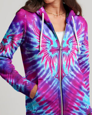 Pink Blue Swirl Cross Wings Women's All Over Print Shirt - Yhhn1401263