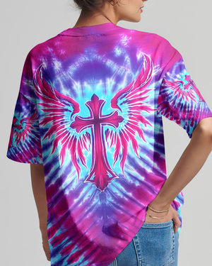 Pink Blue Swirl Cross Wings Women's All Over Print Shirt - Yhhn1401263