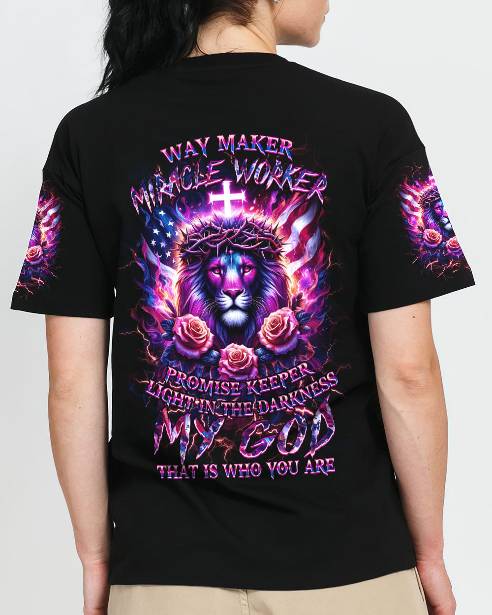 Way Maker Miracle Worker Cross Lion Women's All Over Print Shirt - Yhkd2205242