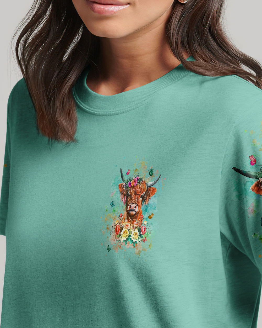 Living Life Somewhere Between Jesus Cow Women's All Over Print Shirt - Yhln2606241