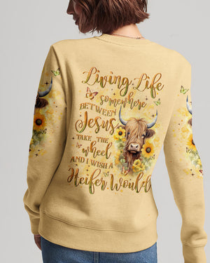 Living Life Somewhere Between Jesus Heifer Women's All Over Print Shirt - Yhln2702242