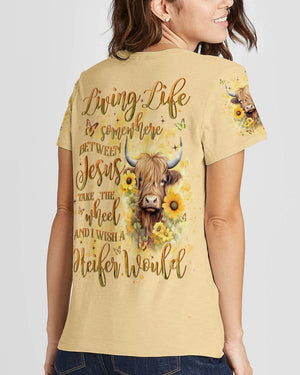 Living Life Somewhere Between Jesus Heifer Women's All Over Print Shirt - Yhln2702242