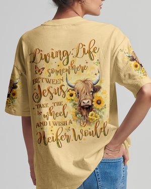 Living Life Somewhere Between Jesus Heifer Women's All Over Print Shirt - Yhln2702242
