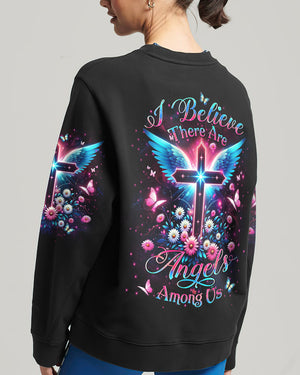 I Believe There Are Angels Among Us Cross Wings Women's All Over Print Shirt - Yhlt0204242