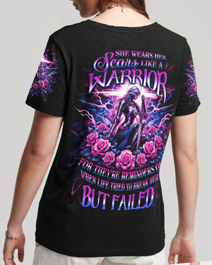 She Wears Her Scars Like A Warrior Women's All Over Print Shirt - Yhlt0612241