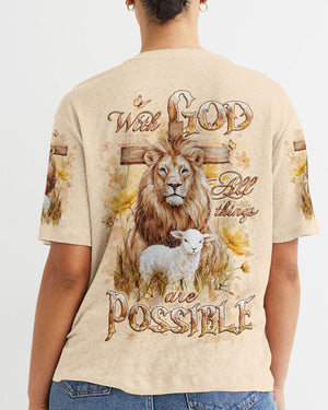 With God All Things Are Possible Lion Lamb Women's All Over Print Shirt - Yhlt2101252