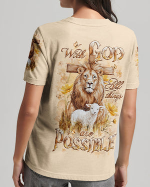 With God All Things Are Possible Lion Lamb Women's All Over Print Shirt - Yhlt2101252