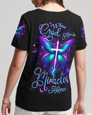 When God Steps In Miracles Happen Women's All Over Print Shirt - Yhlt2412241