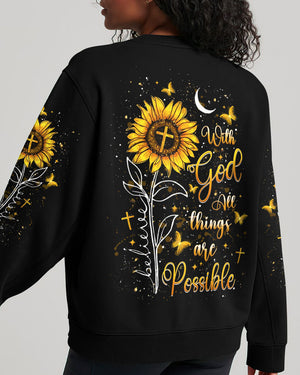 With God All Things Are Possible Sunflower Women's All Over Print Shirt - Yhlt3008243