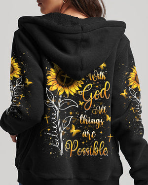 With God All Things Are Possible Sunflower Women's All Over Print Shirt - Yhlt3008243