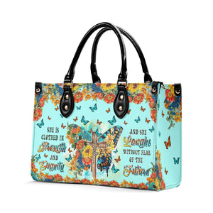 She Is Clothed In Strength And Dignity Butterfly Leather Handbag - Tltr2211244