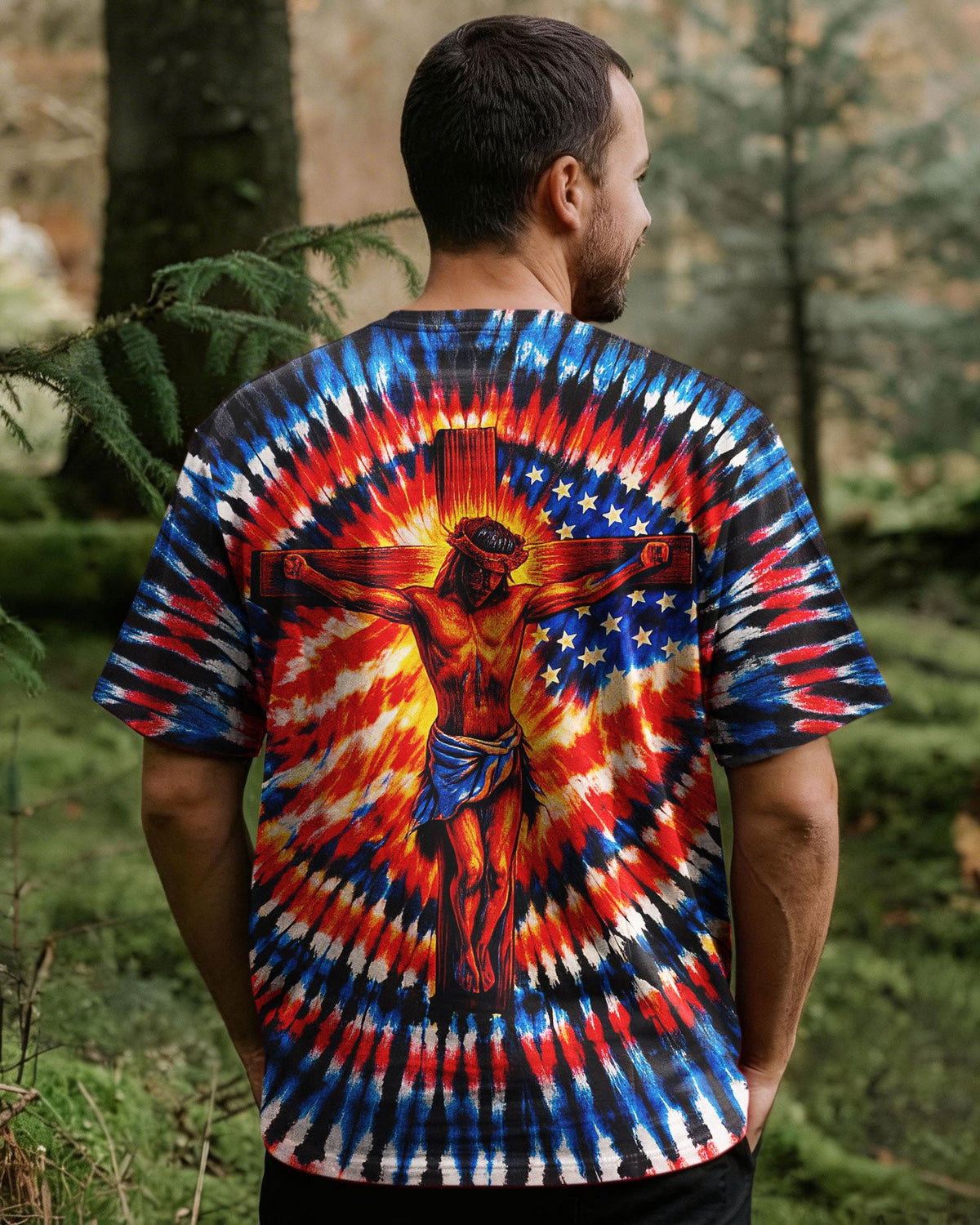 Jesus On The Cross Swirl Men's All Over Print Shirt - Tlno1703261