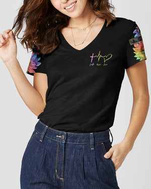Faith Rainbow Sunflower Cross Flag Women's All Over Print Shirt - Ri2406234