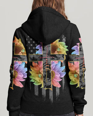 Faith Rainbow Sunflower Cross Flag Women's All Over Print Shirt - Ri2406234