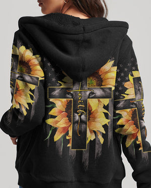 Faith Lion Cross Flag Women's All Over Print Shirt - Ri2406232